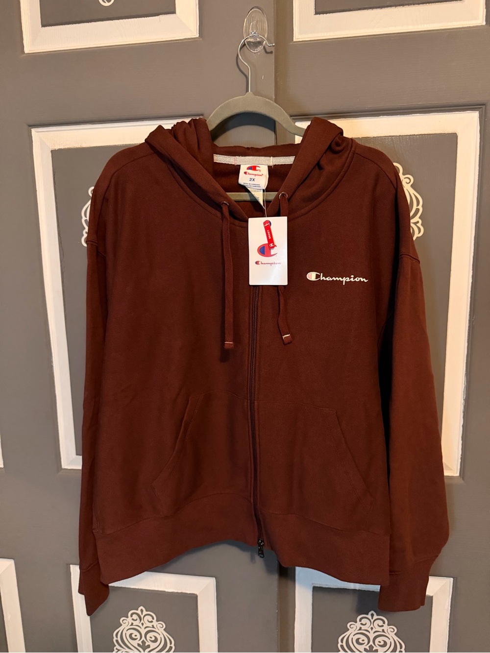 Champion Brown Full-Zip Hoodie Sweatshirt